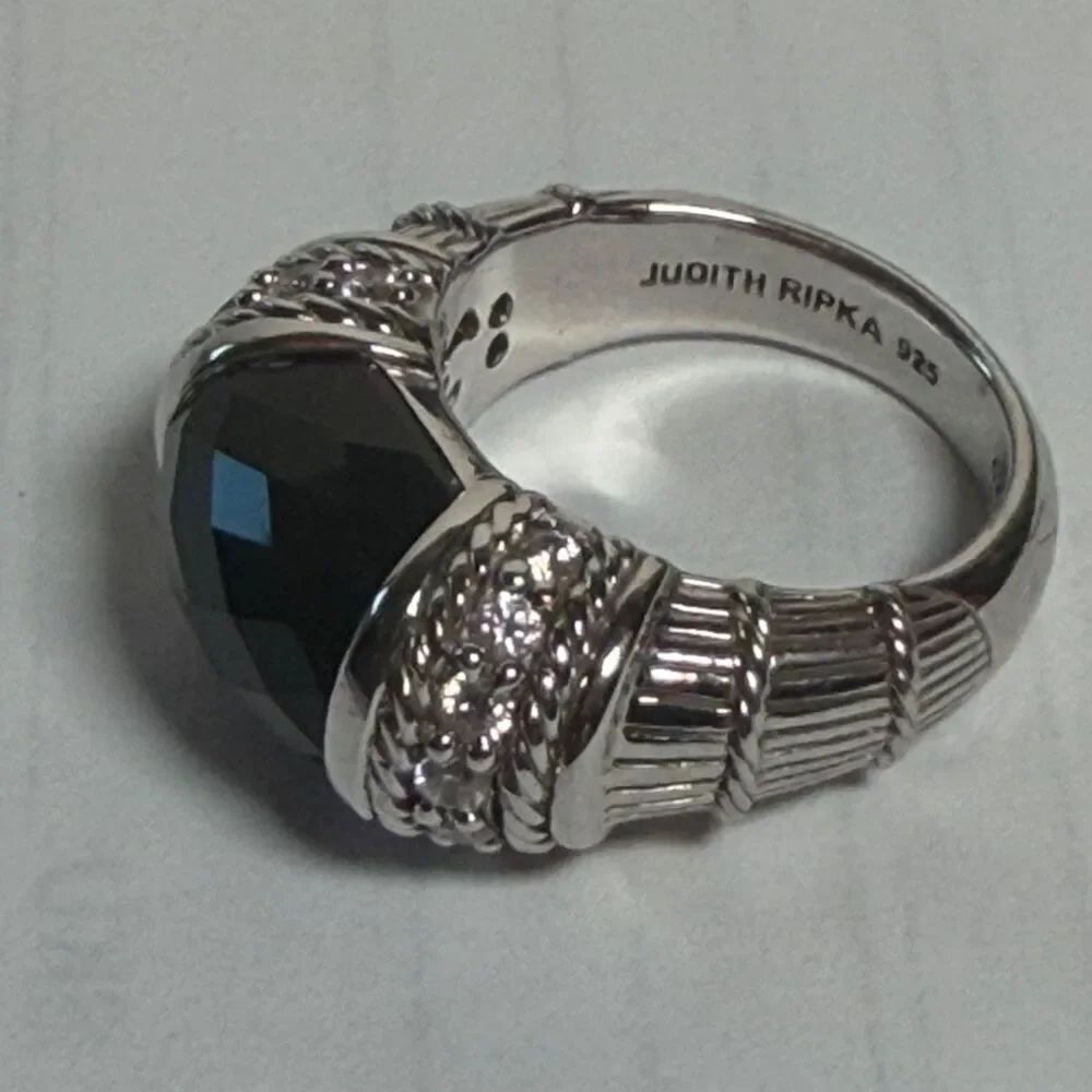 Judith Ripka 925 Sterling Silver Smoky Quartz CZ Ring Size 7 10g Designer